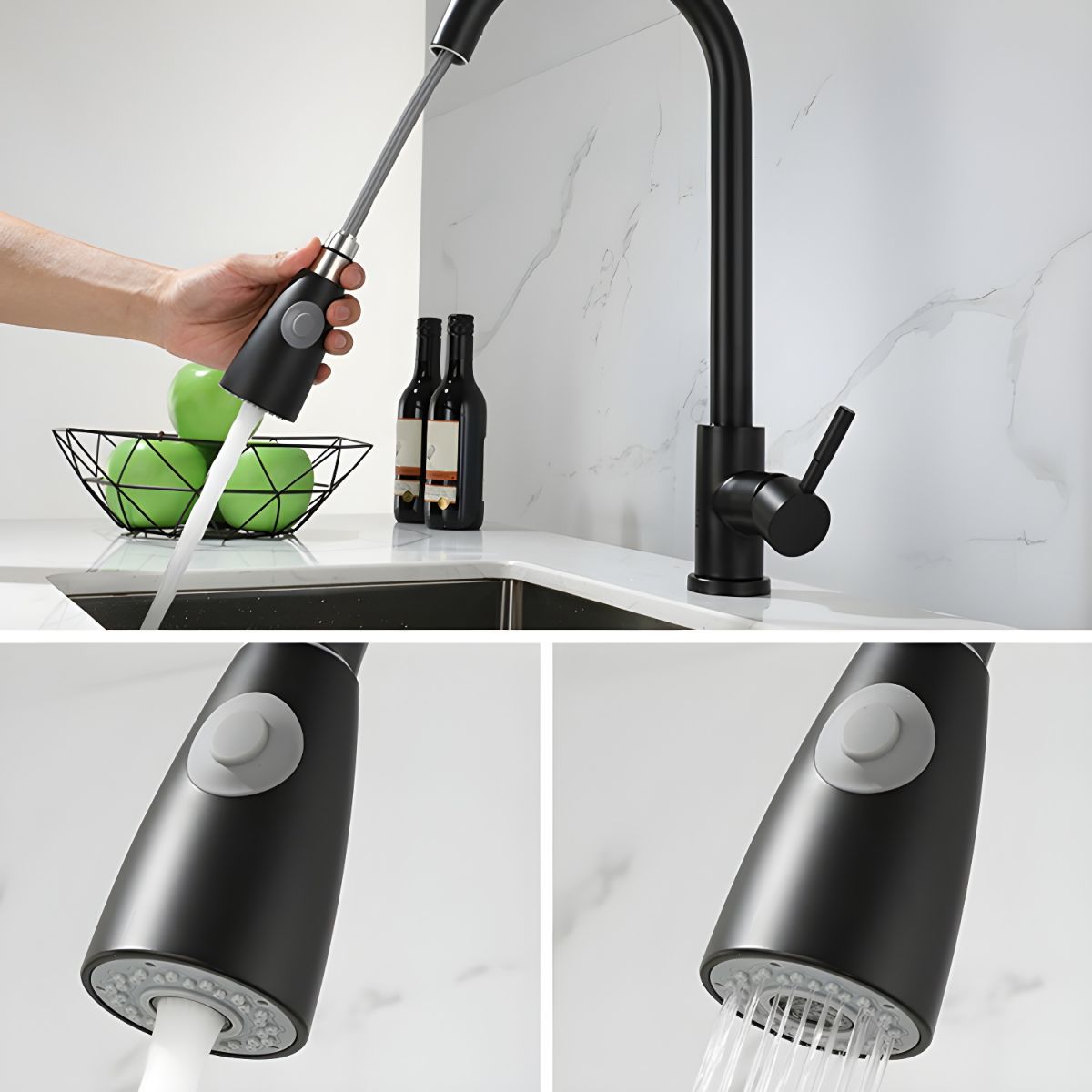 Kitchen Faucet Pull Spray High Arch Swivel Modern | Aquviro