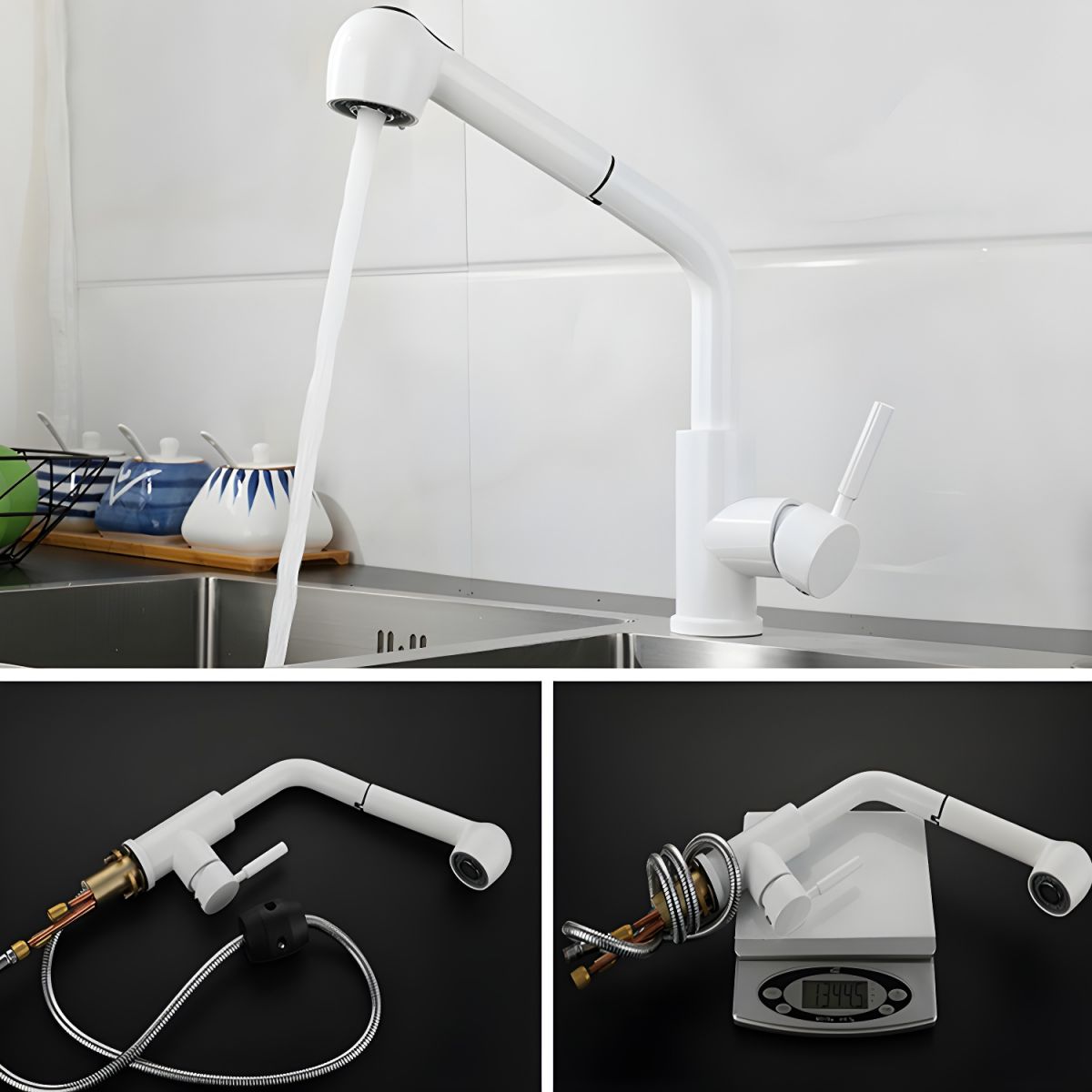 Kitchen Faucet Pull Spray High Arch Swivel Modern | Aquviro