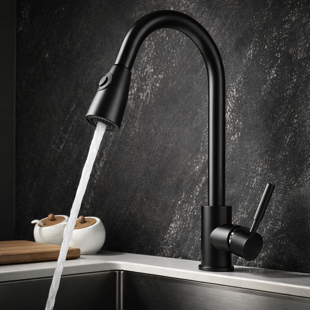 Kitchen Faucet Pull Spray High Arch Swivel Modern | Aquviro