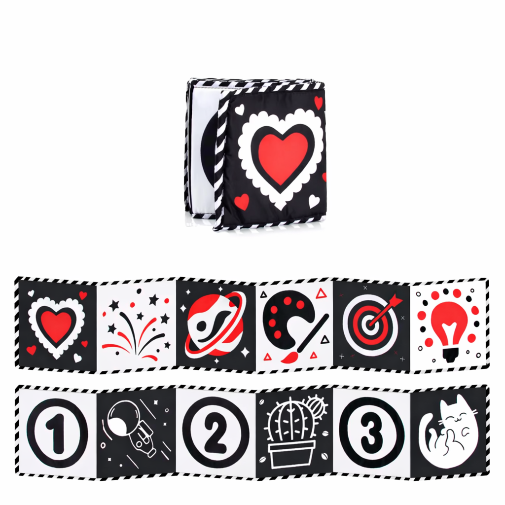 Montessori Toy High Contrast Baby Sensory Cloth Book | Luminiq