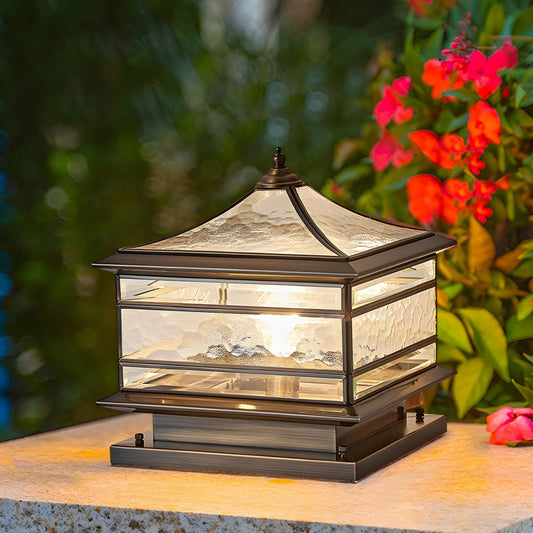Outdoor Light Brass Square with Glass Shade | Sivora