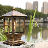Outdoor Light Metal Lantern Post with Retro Design | Trelon