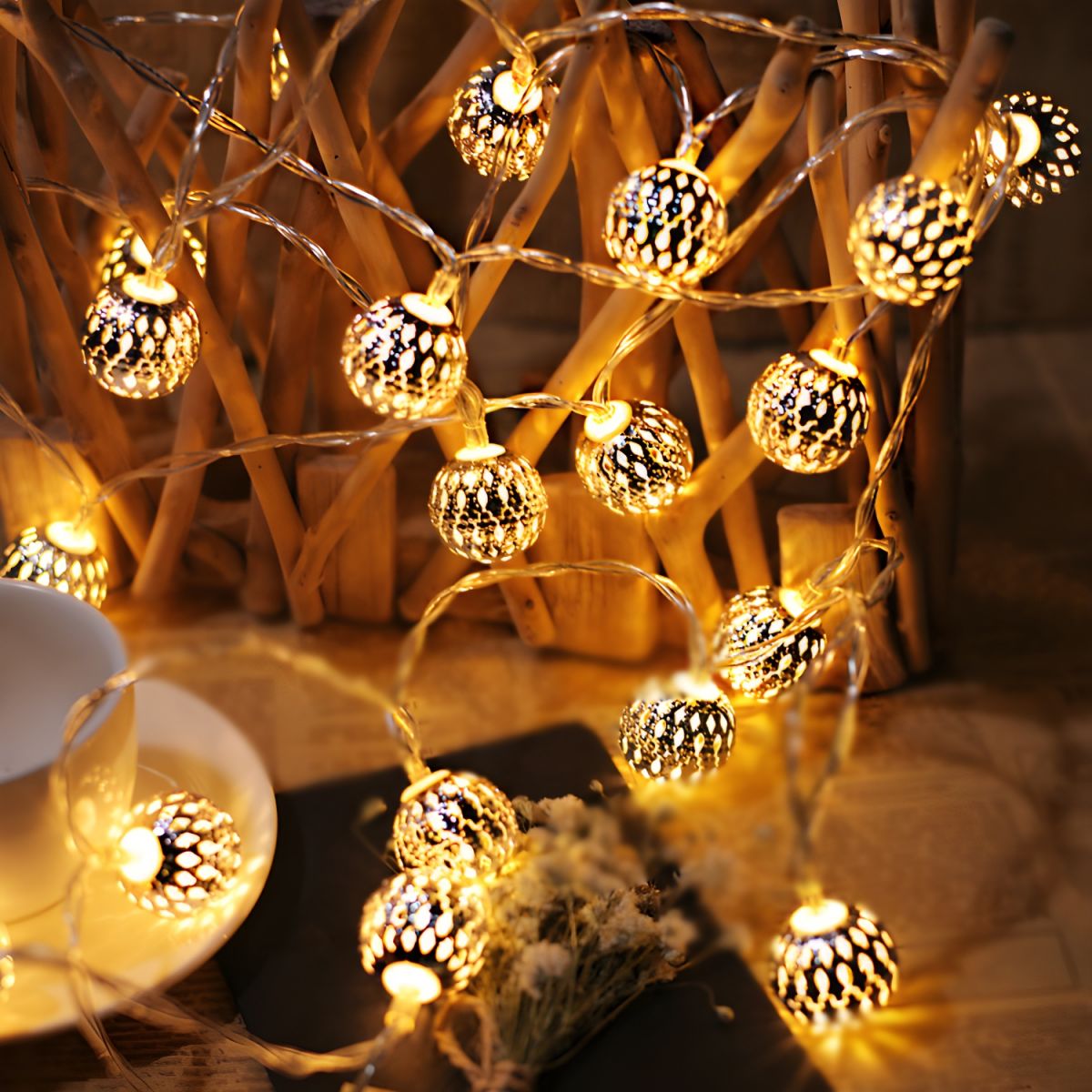 Outdoor Light Moroccan Orb LED String | Zerlia