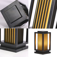 Outdoor Light Rectangle Pillar Lamp Black Modern | Mirova