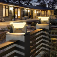 Outdoor Light Round Metal Solar Contemporary Pillar | Solano