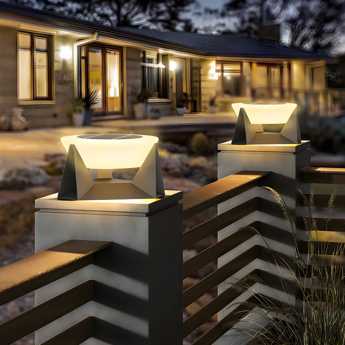Outdoor Light Round Metal Solar Contemporary Pillar | Solano