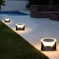 Outdoor Light Round Metal Solar Contemporary Pillar | Solano
