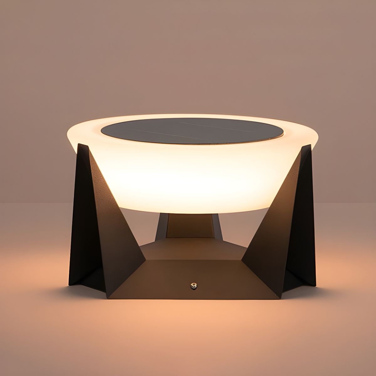 Outdoor Light Round Metal Solar Contemporary Pillar | Solano