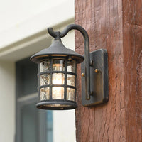 Outdoor Light Seeded Glass Lantern Rustic Wall Mount | Zeldon