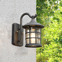 Outdoor Light Seeded Glass Lantern Rustic Wall Mount | Zeldon
