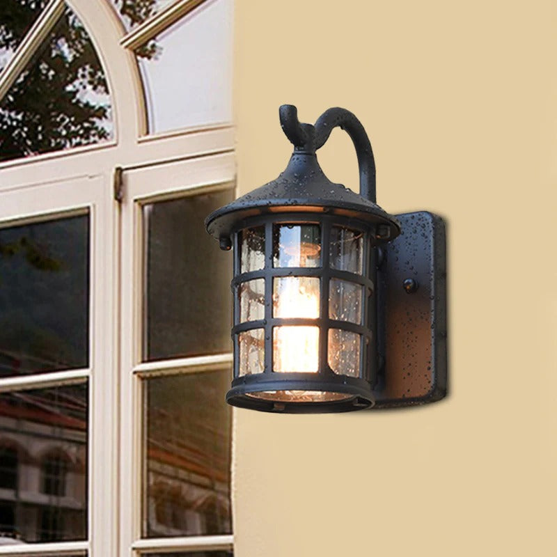 Outdoor Light Seeded Glass Lantern Rustic Wall Mount | Zeldon