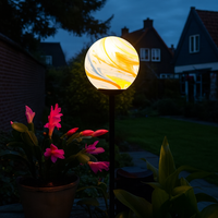 Outdoor Light Solar Glass Ground Stake White-Orange | Luniva