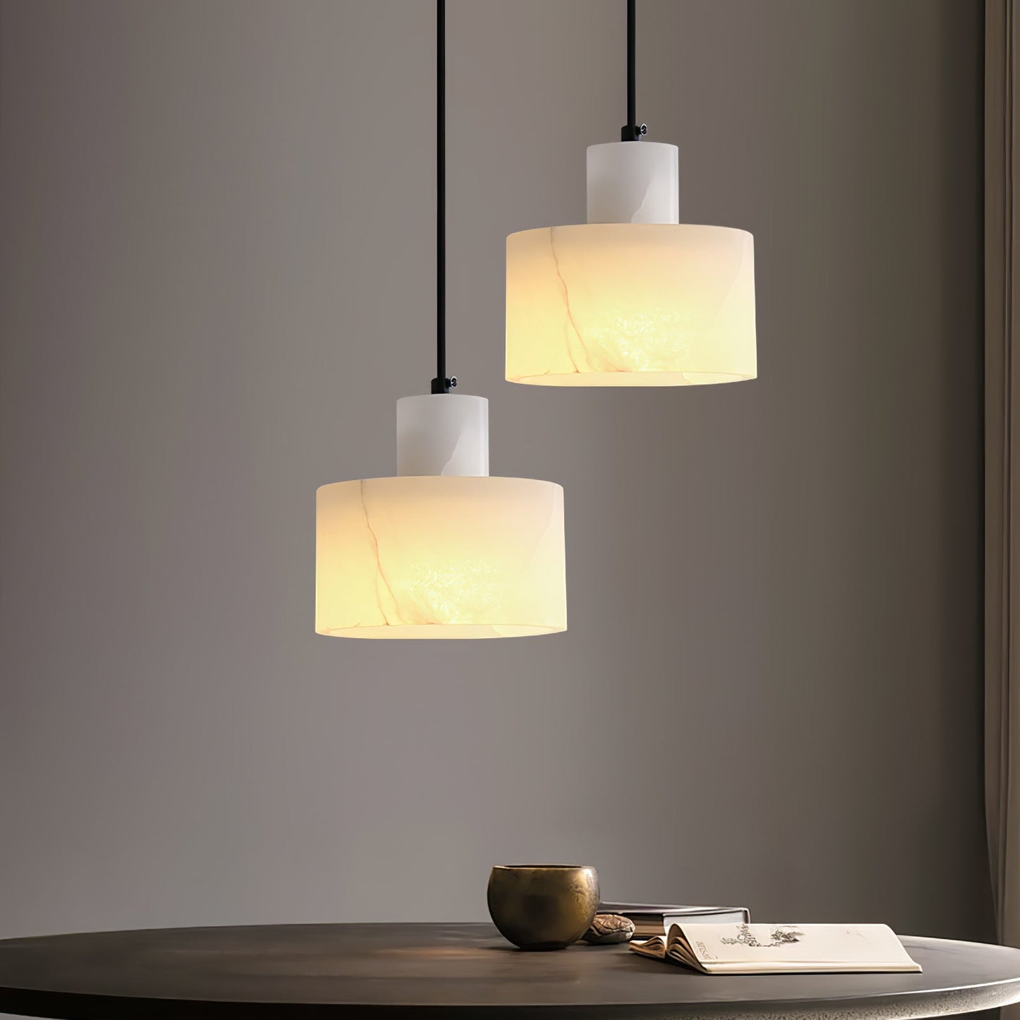 Pendant Light Alabaster Cylinder Nordic Style | Celestia