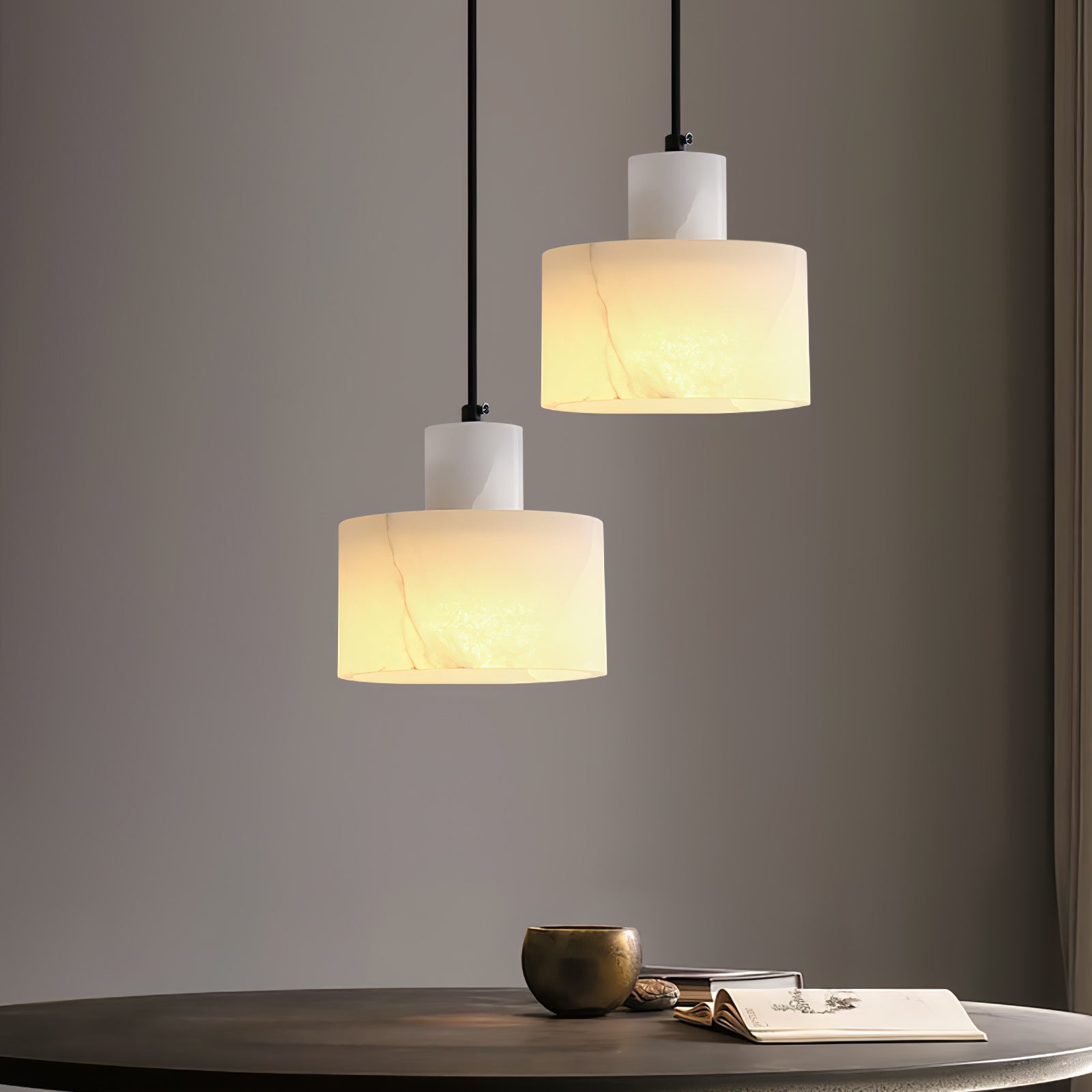 Pendant Light Alabaster Cylinder Nordic Style | Celestia