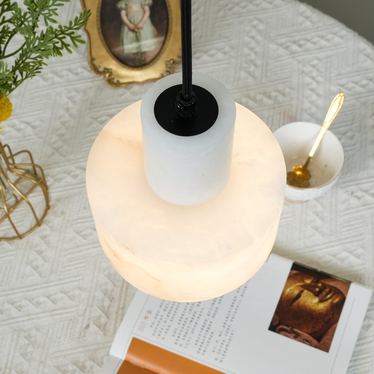 Pendant Light Alabaster Cylinder Nordic Style | Celestia