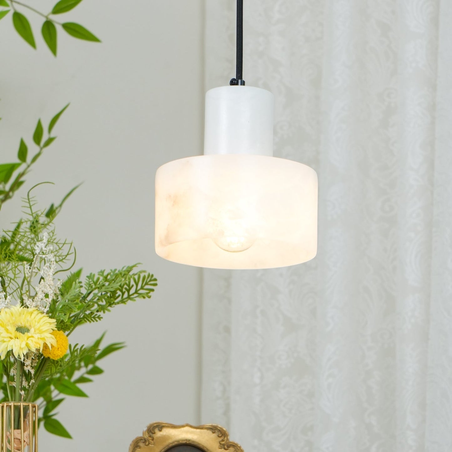 Pendant Light Alabaster Cylinder Nordic Style | Celestia