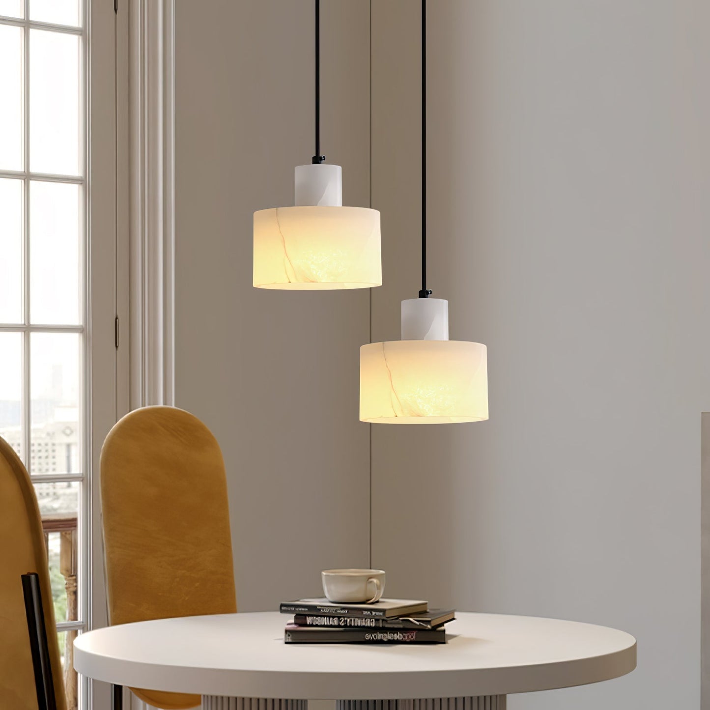 Pendant Light Alabaster Cylinder Nordic Style | Celestia