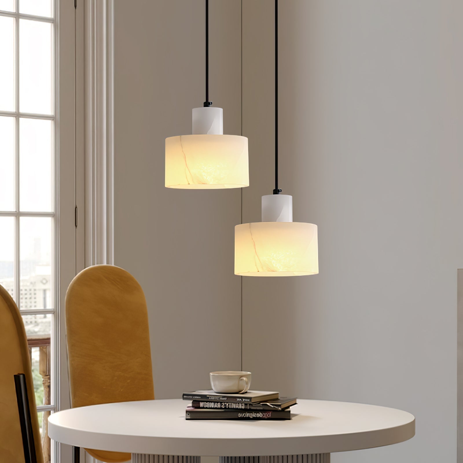Pendant Light Alabaster Cylinder Nordic Style | Celestia