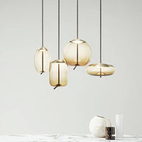 Pendant Light Amber Glass Contemporary Dining Room | Ambrio