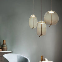 Pendant Light Amber Glass Contemporary Dining Room | Ambrio