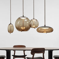 Pendant Light Amber Glass Contemporary Dining Room | Ambrio