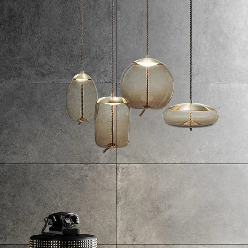 Pendant Light Amber Glass Contemporary Dining Room | Ambrio