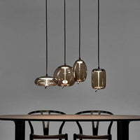 Pendant Light Amber Glass Contemporary Dining Room | Ambrio
