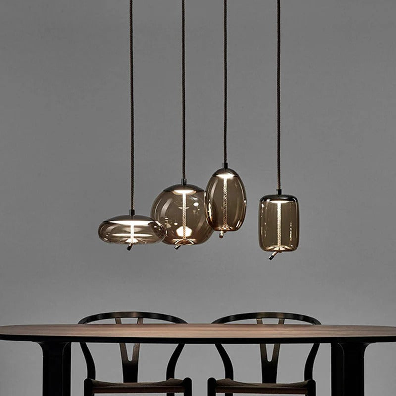 Pendant Light Amber Glass Contemporary Dining Room | Ambrio