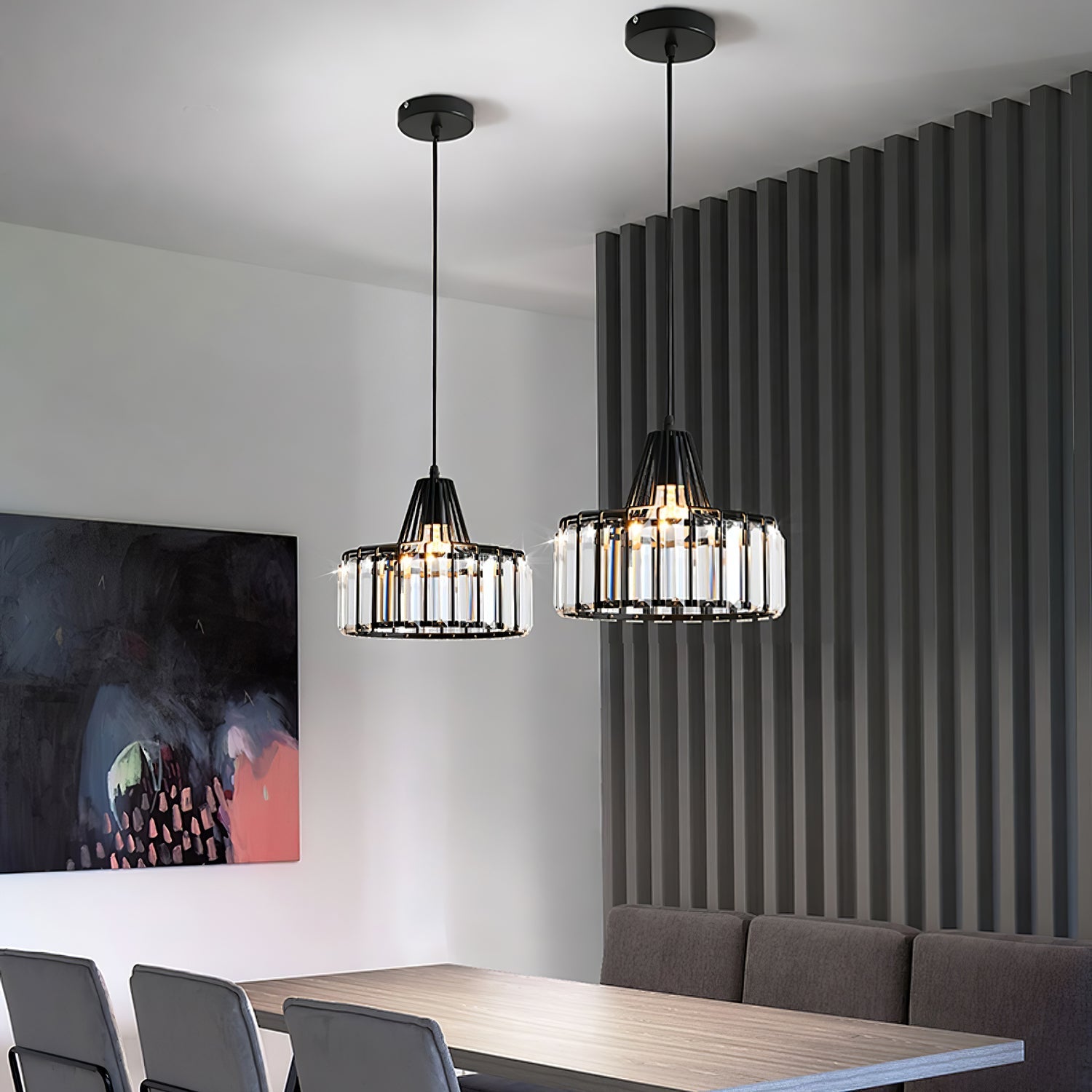 Pendant Light Black Crystal in Nordic Style | Nerava