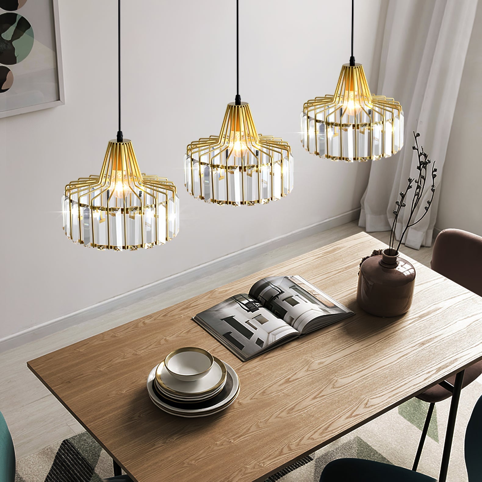 Pendant Light Black Crystal in Nordic Style | Nerava