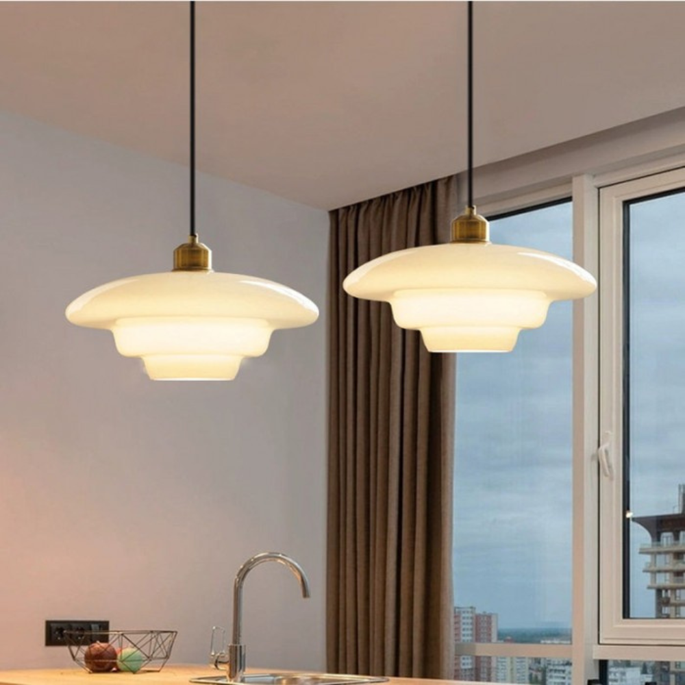 Pendant Light Brass Glass in Art Deco Style | Curivo