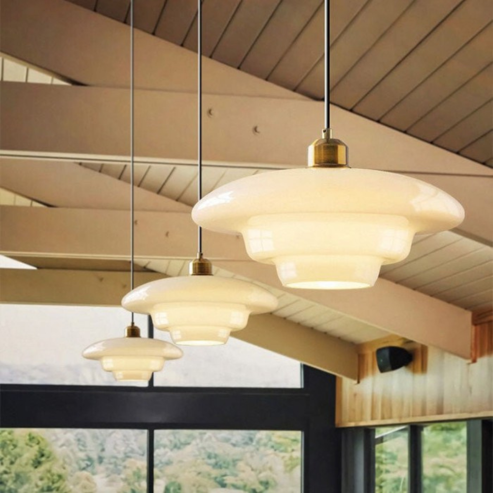 Pendant Light Brass Glass in Art Deco Style | Curivo