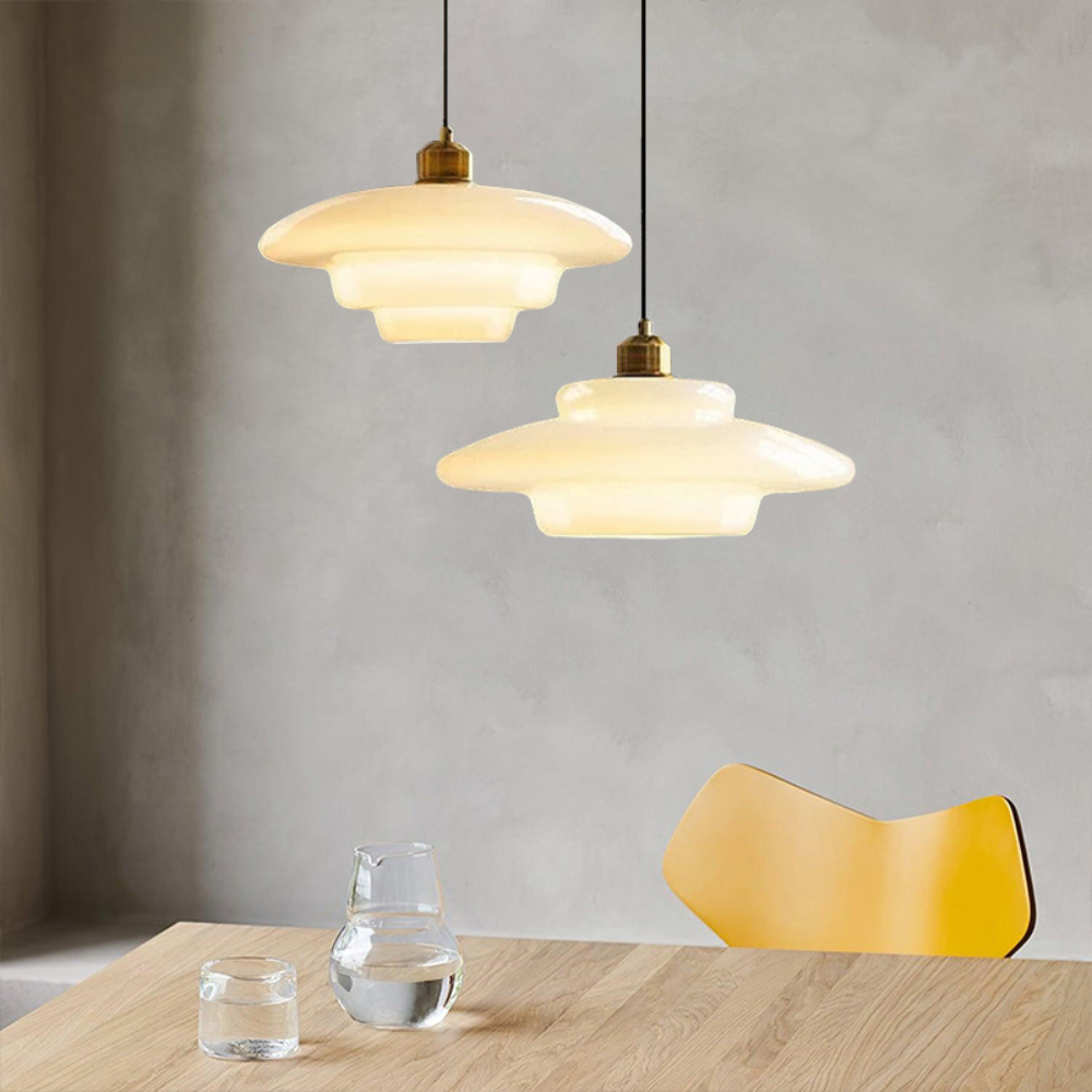 Pendant Light Brass Glass in Art Deco Style | Curivo