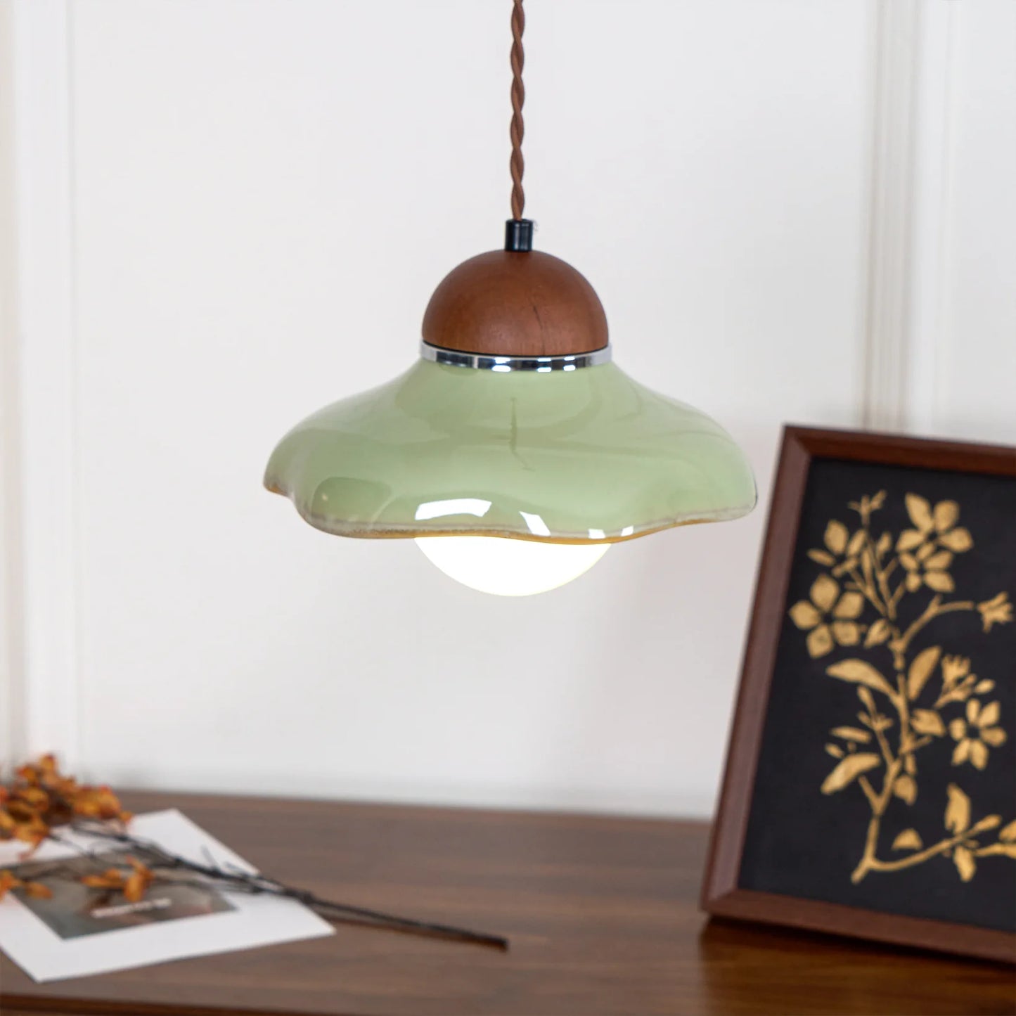 Pendant Light Ceramic Dome with Glass Diffuser | Edmund