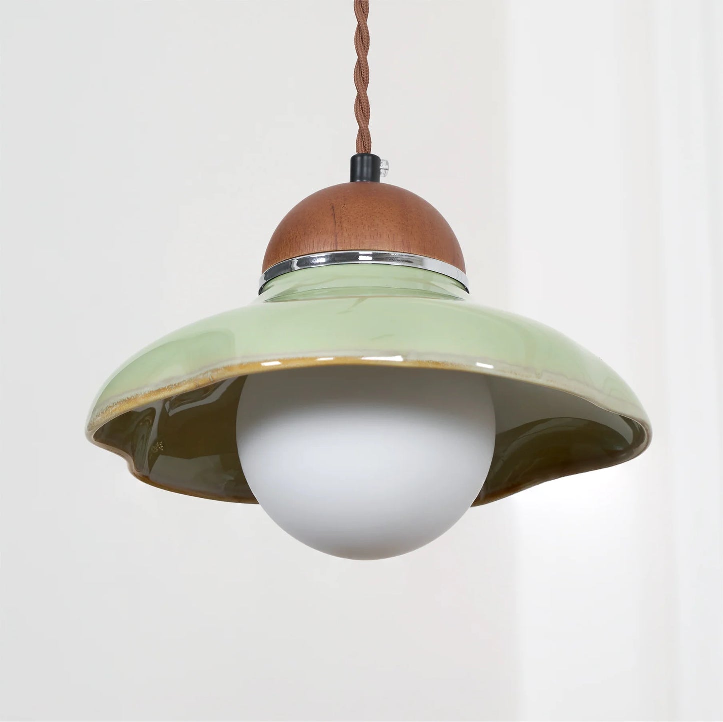 Pendant Light Ceramic Dome with Glass Diffuser | Edmund