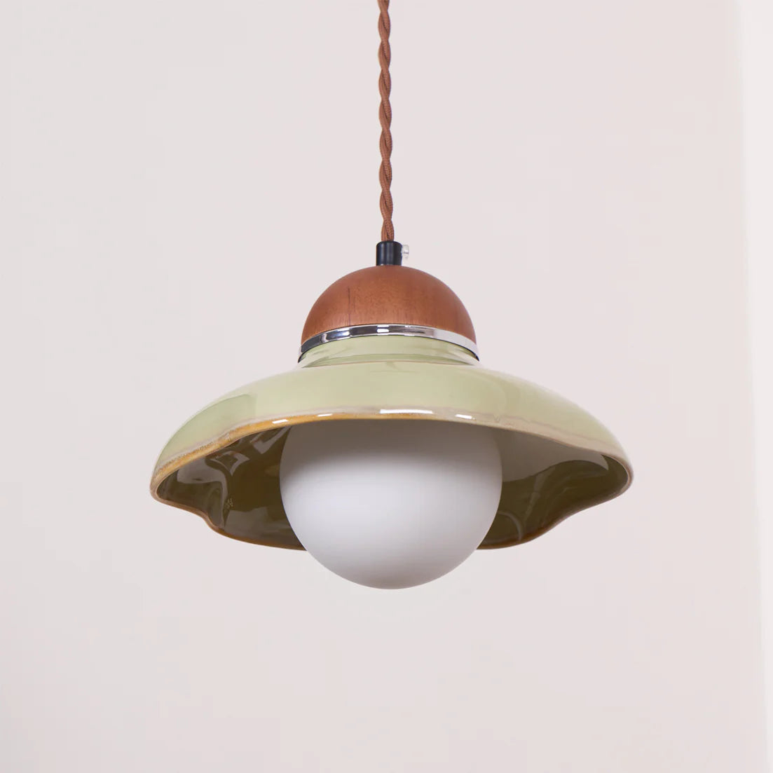 Pendant Light Ceramic Dome with Glass Diffuser | Edmund