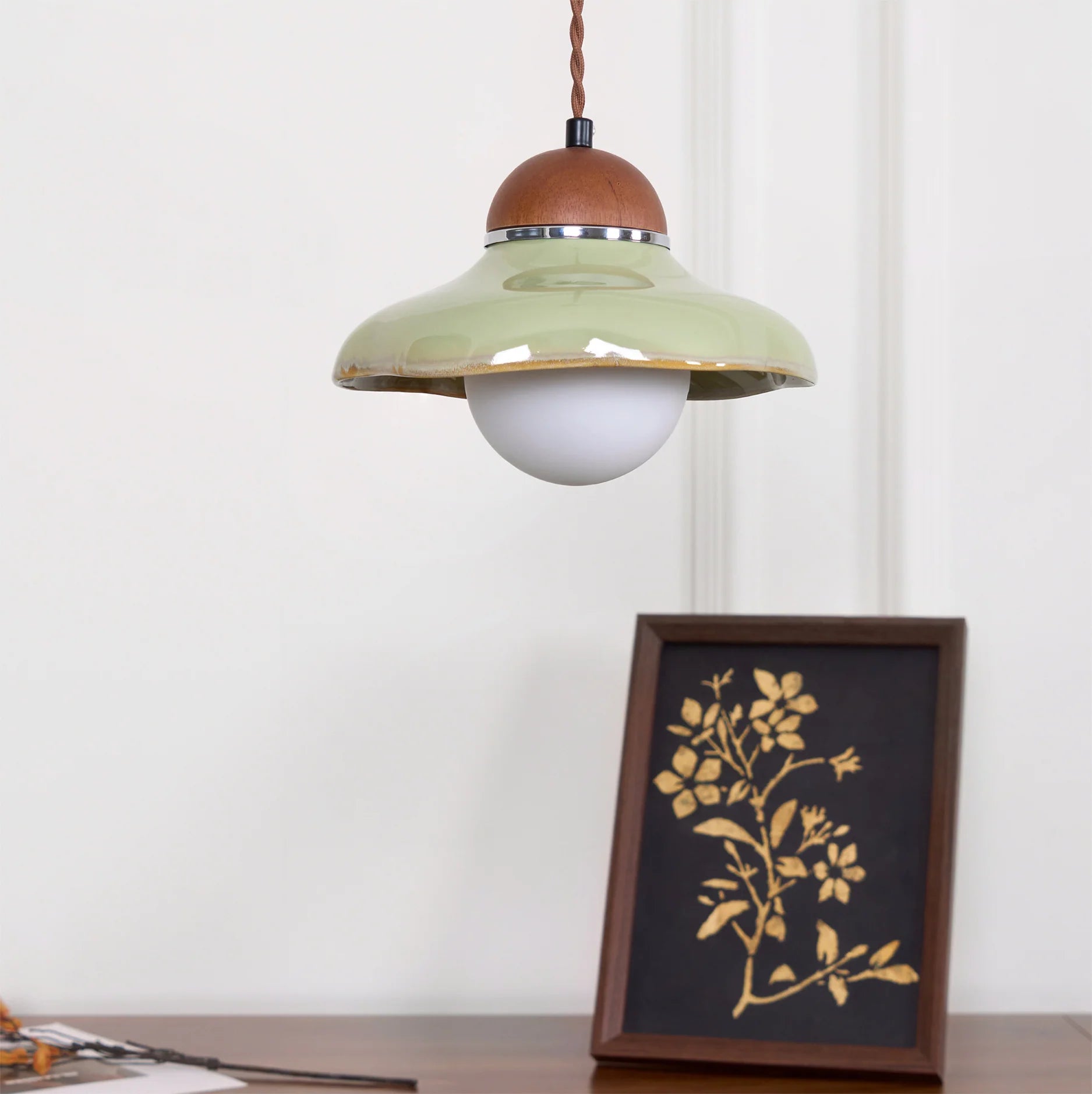 Pendant Light Ceramic Dome with Glass Diffuser | Edmund
