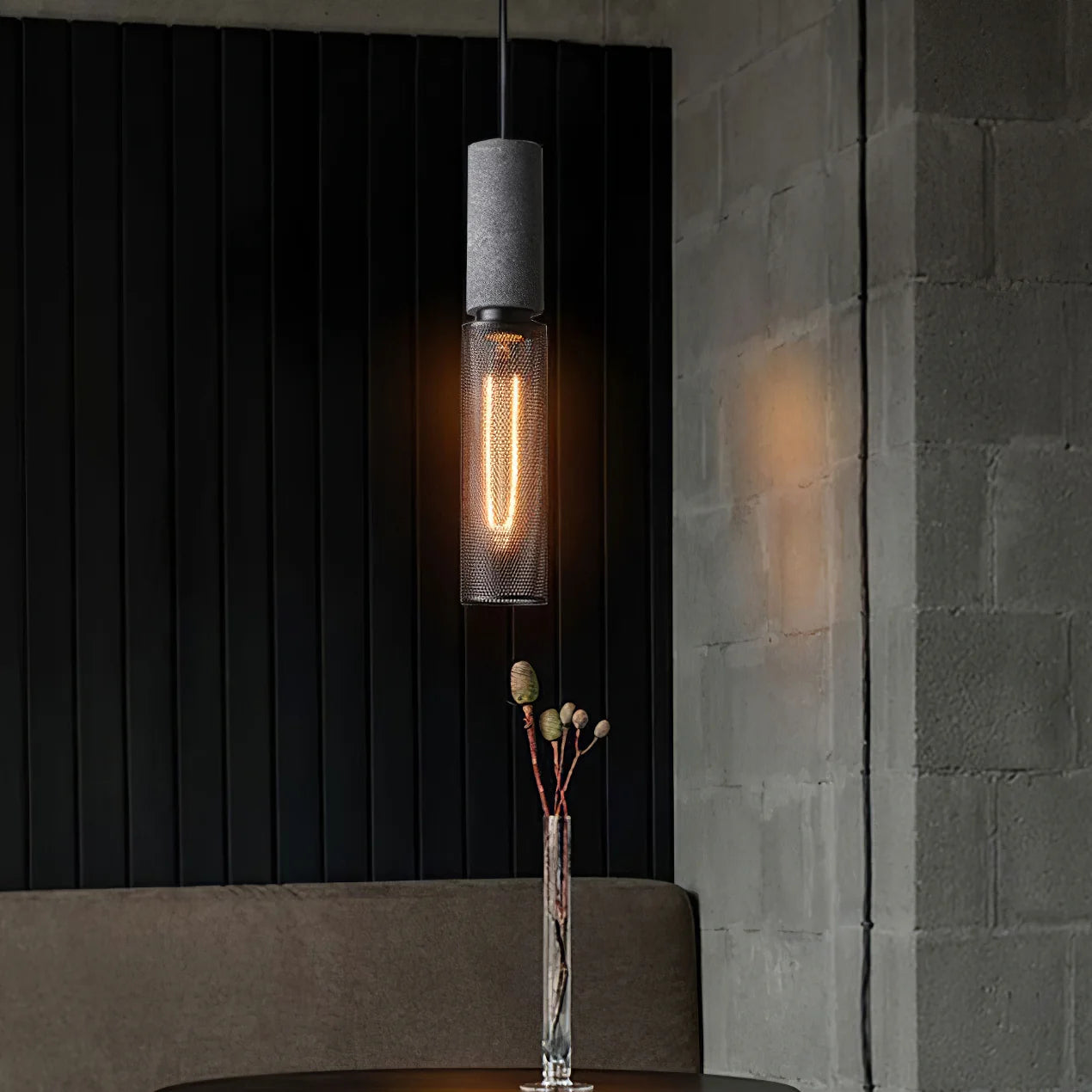 Pendant Light Concrete Cylinder in Urban Style | Lymaros
