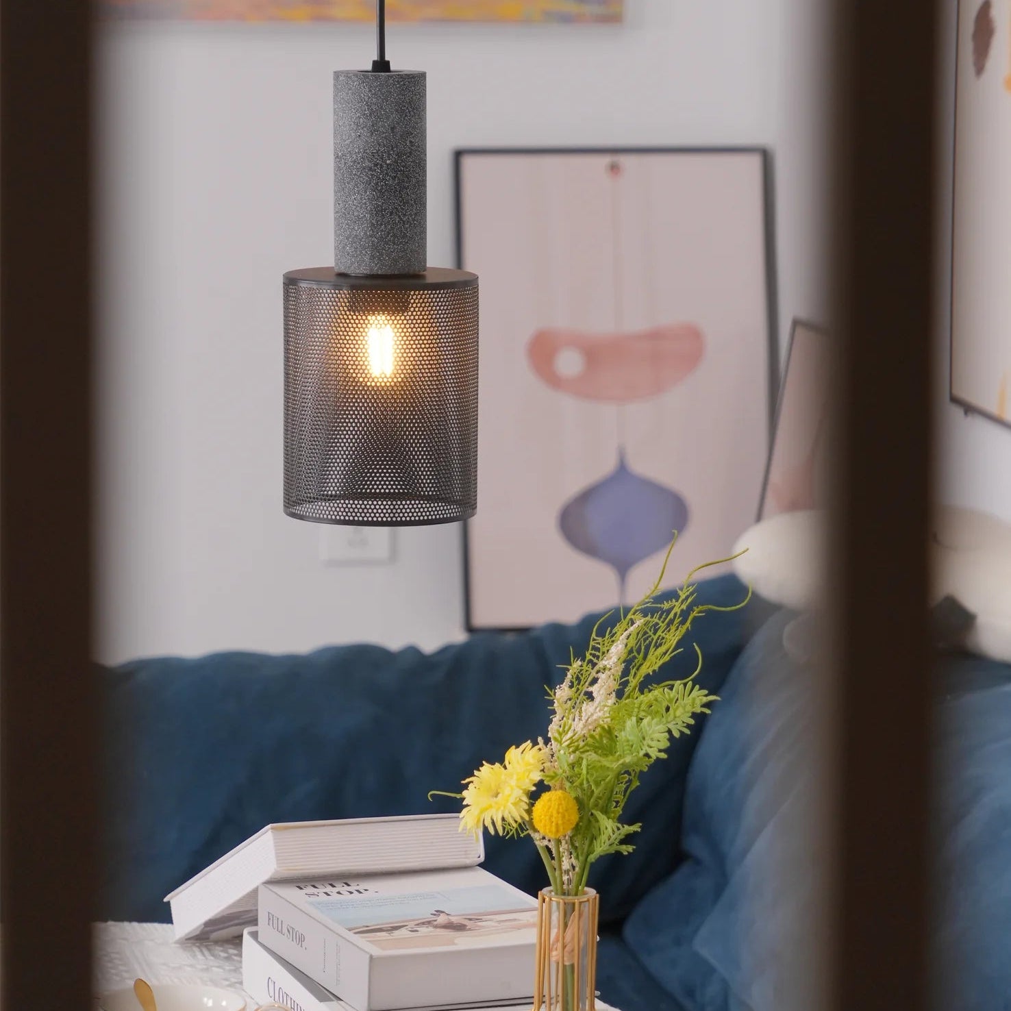 Pendant Light Concrete Cylinder in Urban Style | Lymaros
