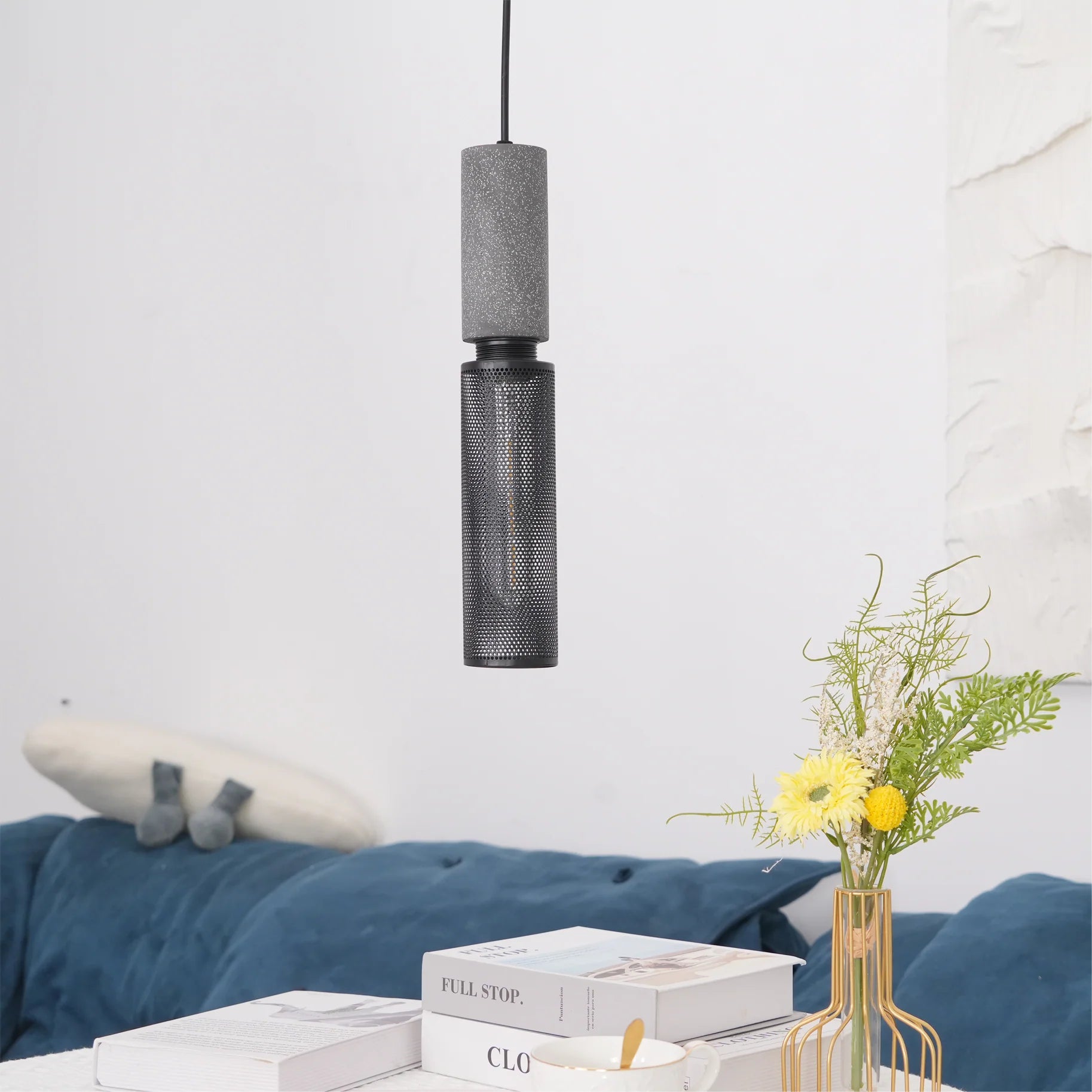 Pendant Light Concrete Cylinder in Urban Style | Lymaros