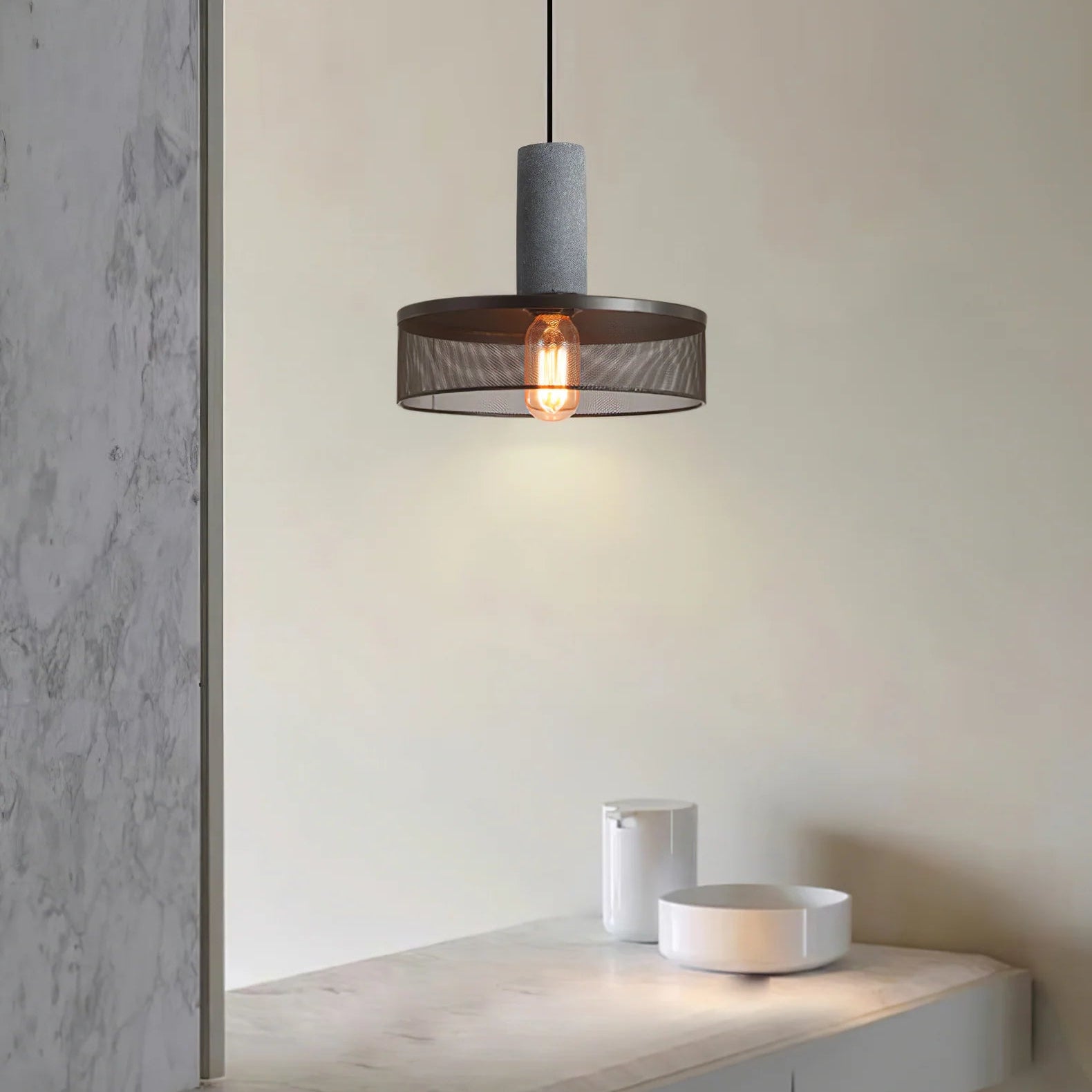 Pendant Light Concrete Cylinder in Urban Style | Lymaros