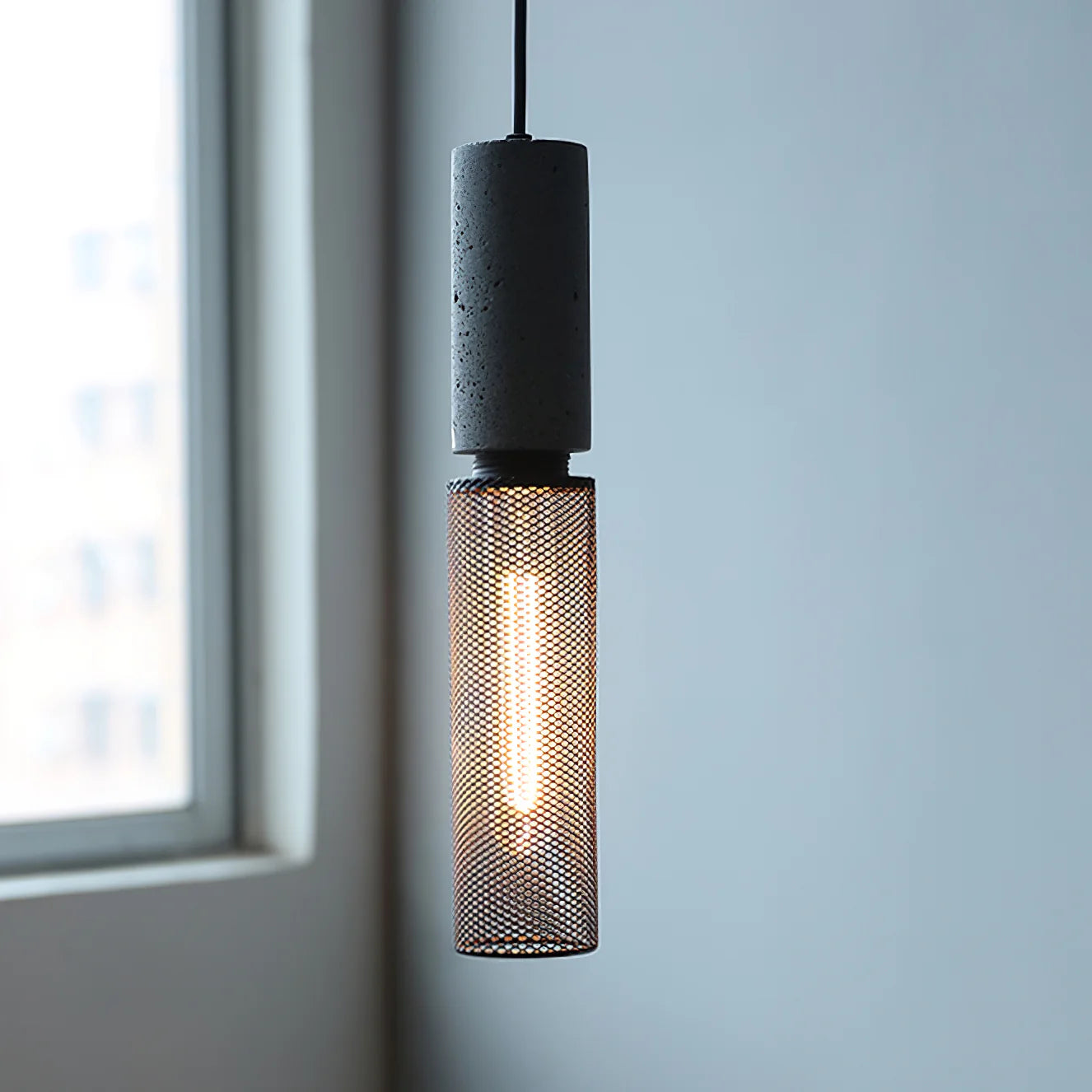 Pendant Light Concrete Cylinder in Urban Style | Lymaros