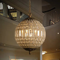Pendant Light Crystal Globe French Country Brass Finish | Deravon