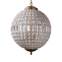 Pendant Light Crystal Globe French Country Brass Finish | Deravon