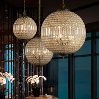 Pendant Light Crystal Globe French Country Brass Finish | Deravon