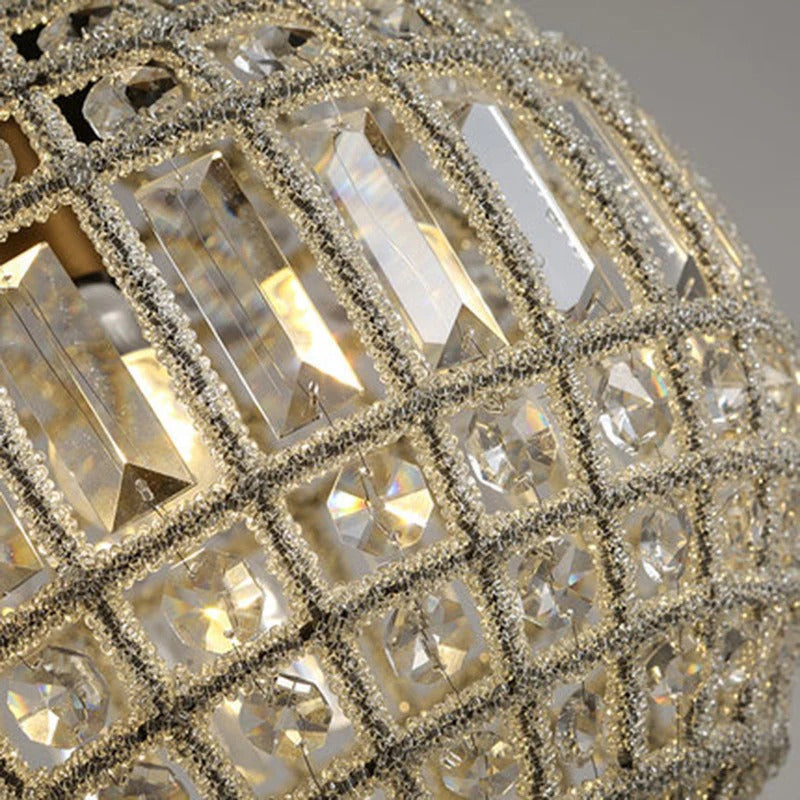 Pendant Light Crystal Globe French Country Brass Finish | Deravon