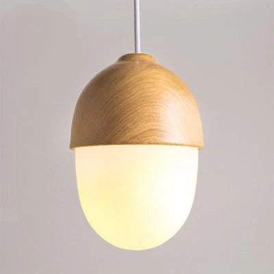 Pendant Light Frosted Glass with Faux Wood Scandinavian Style | Moonra