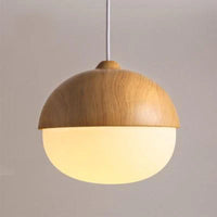 Pendant Light Frosted Glass with Faux Wood Scandinavian Style | Moonra