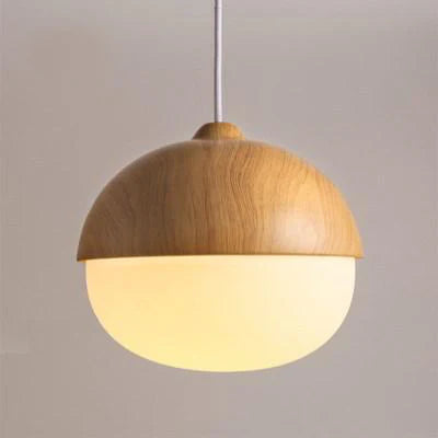Pendant Light Frosted Glass with Faux Wood Scandinavian Style | Moonra
