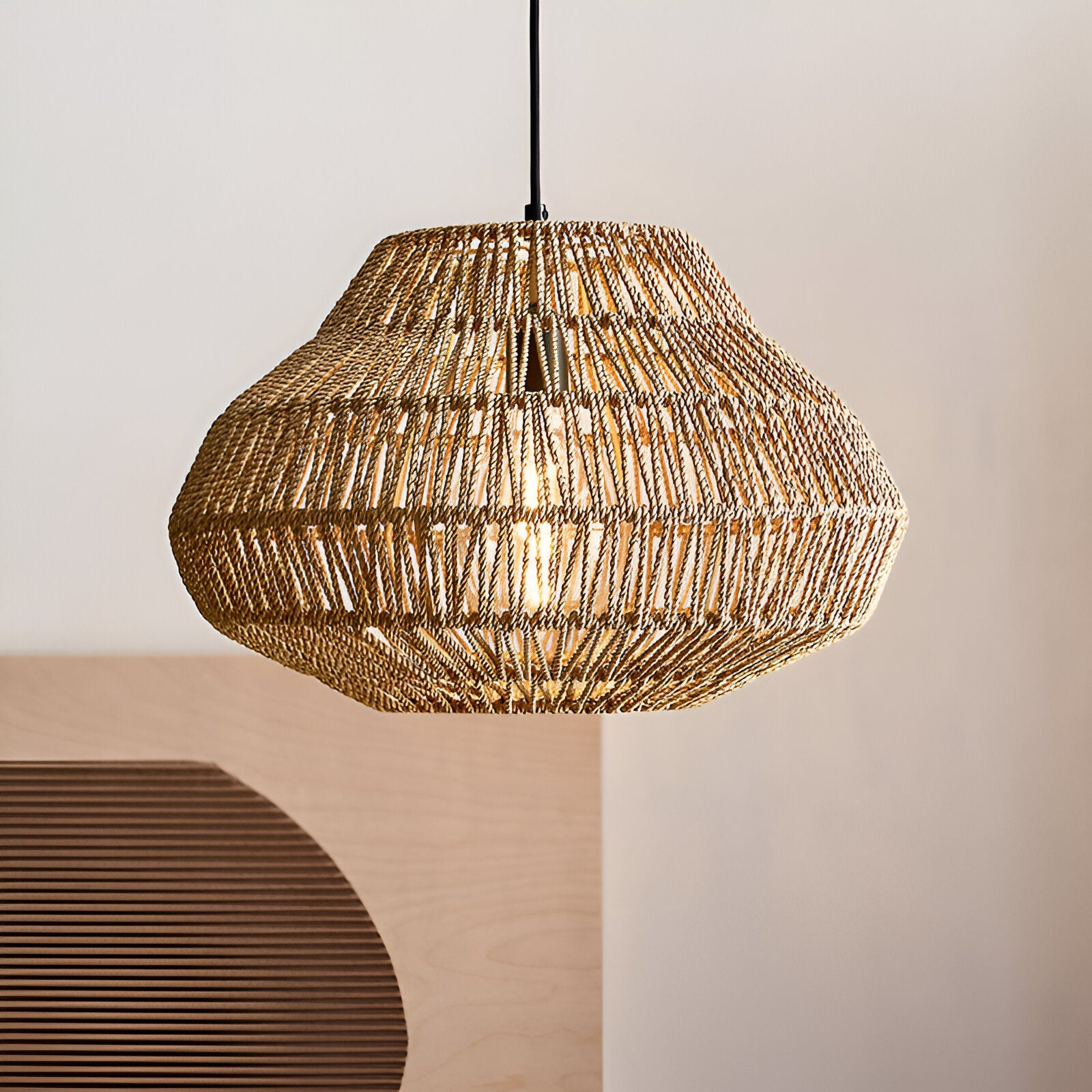 Pendant Light Handwoven Rattan Boho Style | Modaro